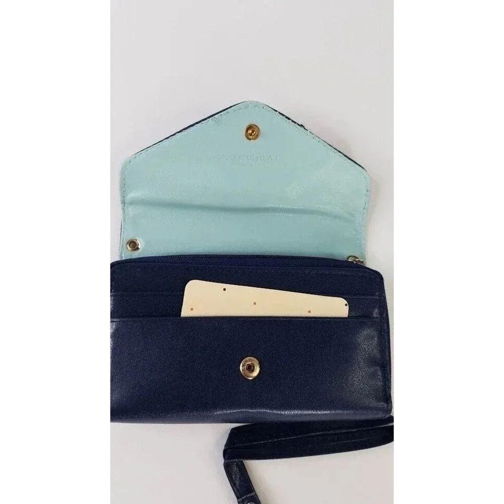 Donbook Crown Smart Porch Wallet Wristlet Navy Blue‎ Phone Clutch Purse Case